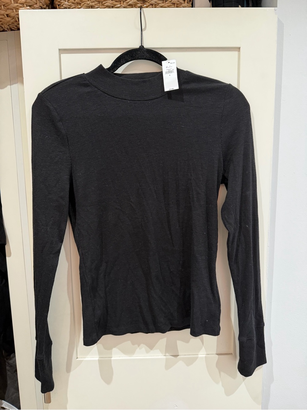 GAP Black Long-Sleeve Mock Neck Top